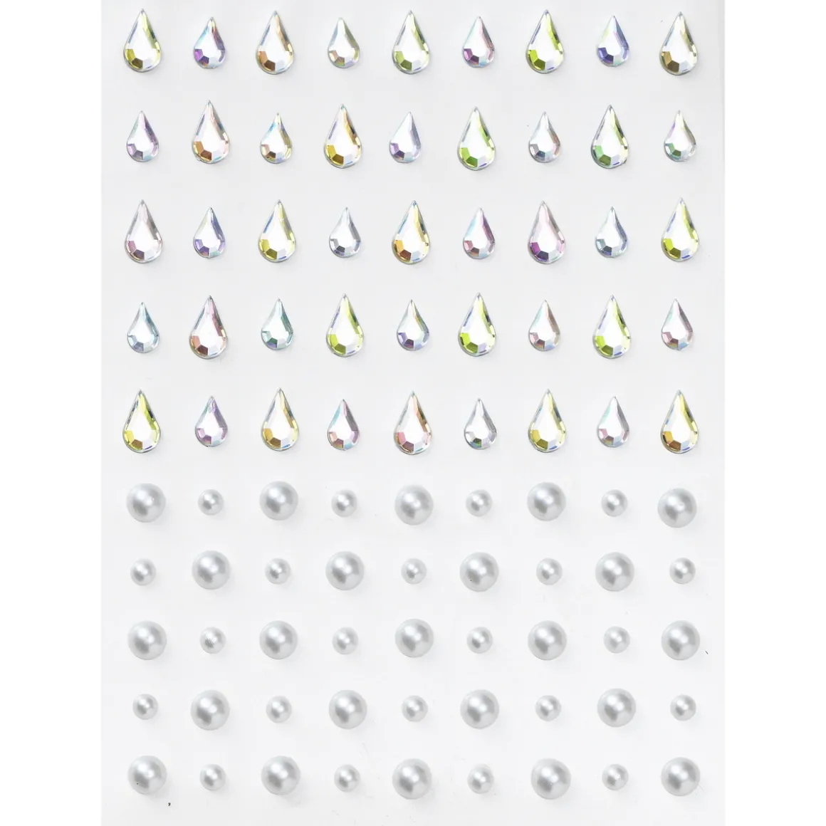 Face Jewels Raindrops – 90 dråpeformede og runde ansiktssmykker