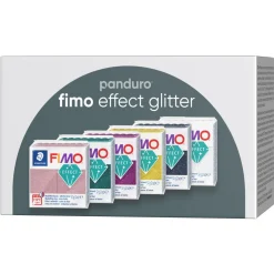 Fimo Effect Glitter 6×57 gram glitrende Fimo-leire