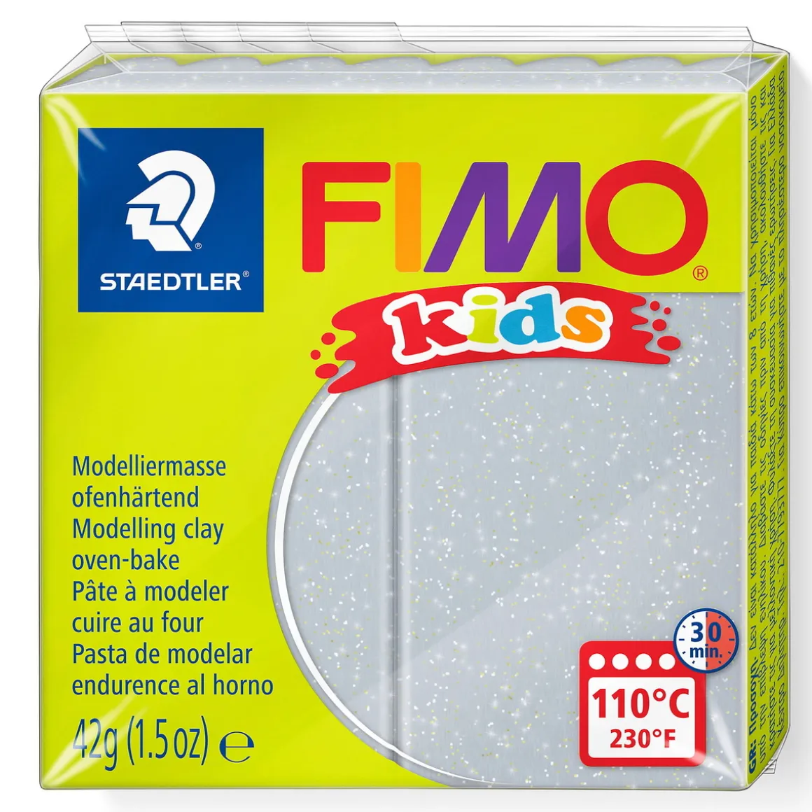 Fimo kids sølv med glitter 42 g