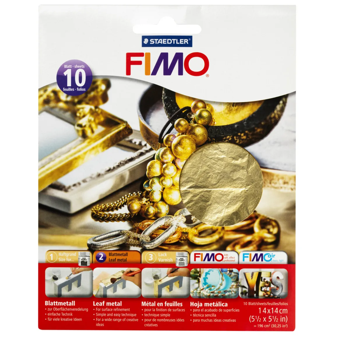 Fimo metallblader Gull 10 ark