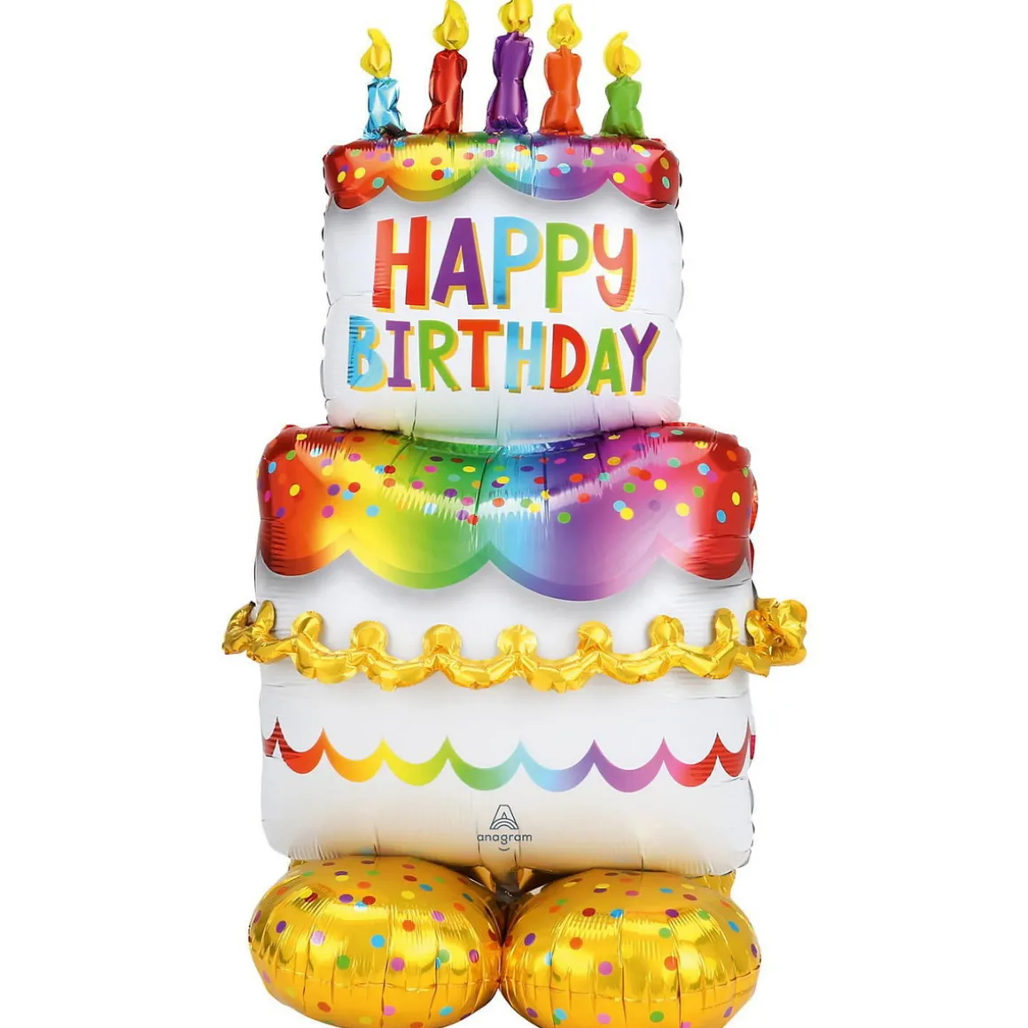 Folieballong AirLoonz Happy Birthday – 134 cm høy kake med bursdagstema