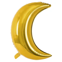Folieballong månesigd, lengde 60 cm – i helt glinsende gull metallic