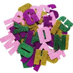 Funky Foam Bokstaver med glitter, 100 stykker selvklebende dekorgummi, A–Z, lengde 32 mm