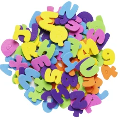 Funky Foam Bokstaver og tall, 200 stykker selvklebende dekorgummi, lengde 17–22 mm