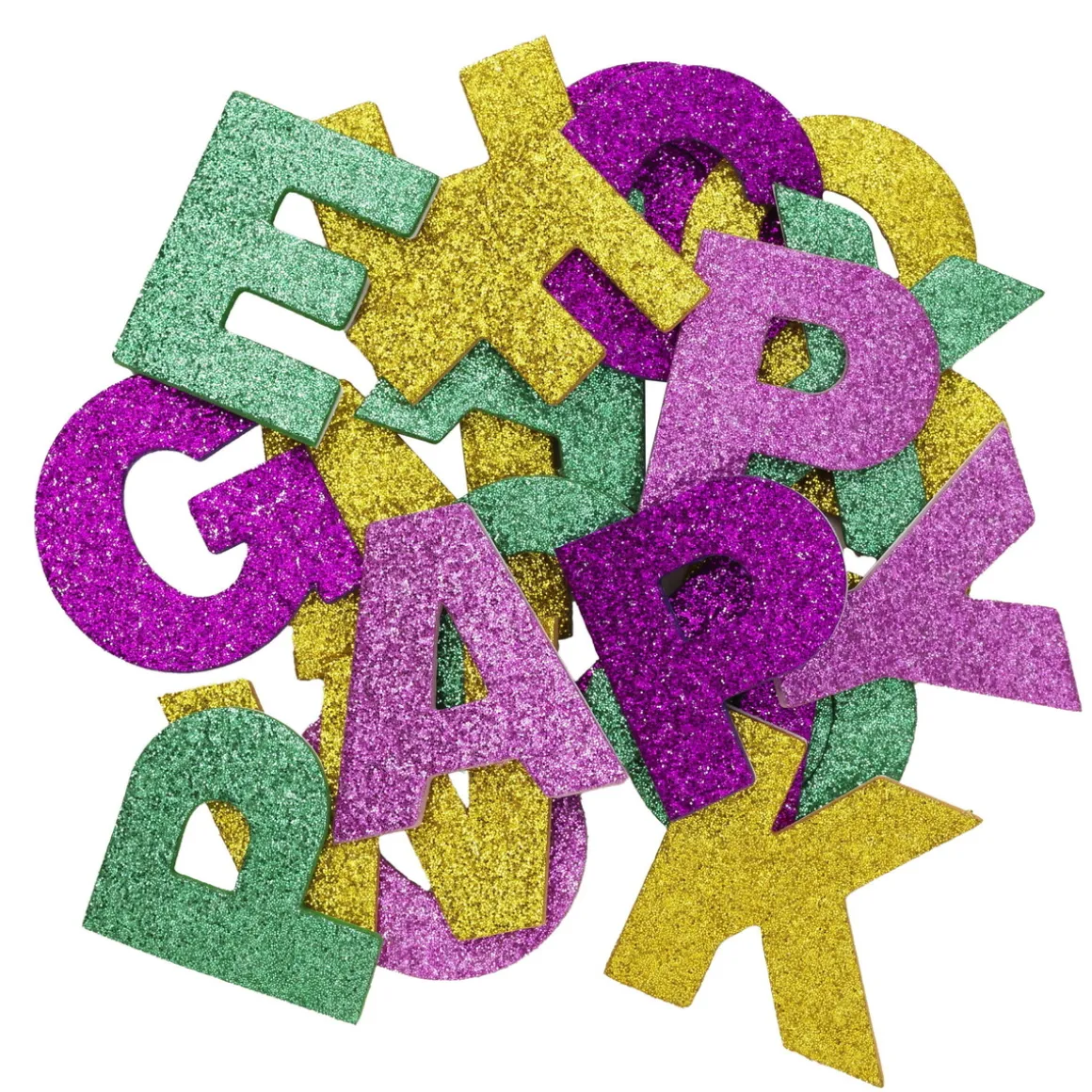 Funky Foam selvklebende glitterbokstaver i dekorgummi. Lengde 31 mm, A–Z, 100 stk.