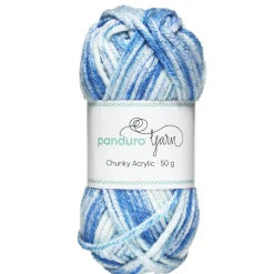Garn Chunky Acrylic 50 g white to blue multi