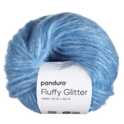 Garn Fluffy Glitter 50 g blå