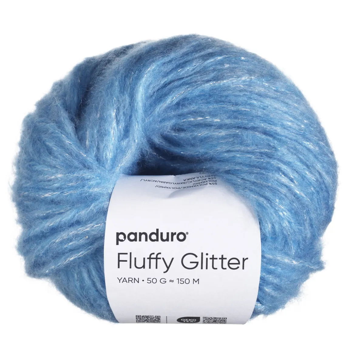 Garn Fluffy Glitter 50 g blå