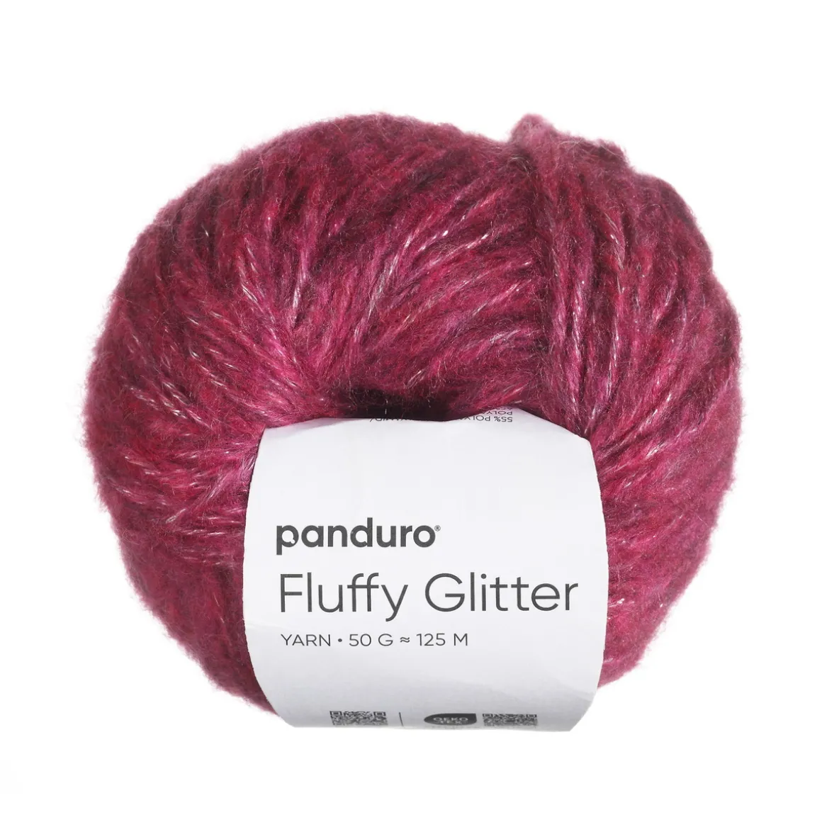 Garn Fluffy Glitter 50 g bringebær