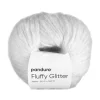 Garn Fluffy Glitter 50 g hvit