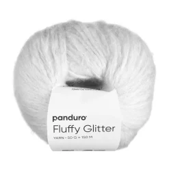 Garn Fluffy Glitter 50 g hvit