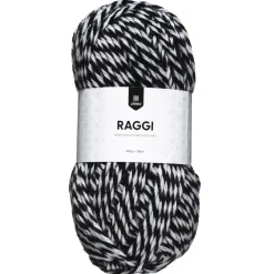 Garn Järbo Raggi 100 g svart/hvit – Black & white mouliné 1568