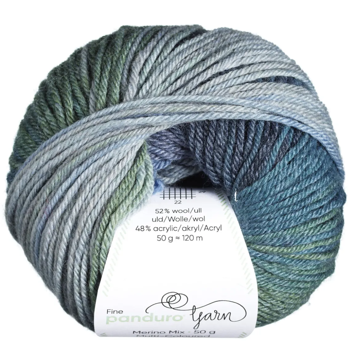 Garn Merino Mix Multi-Coloured 50g blå