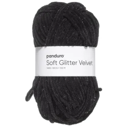 Garn Soft Glitter Velvet 100 g svart