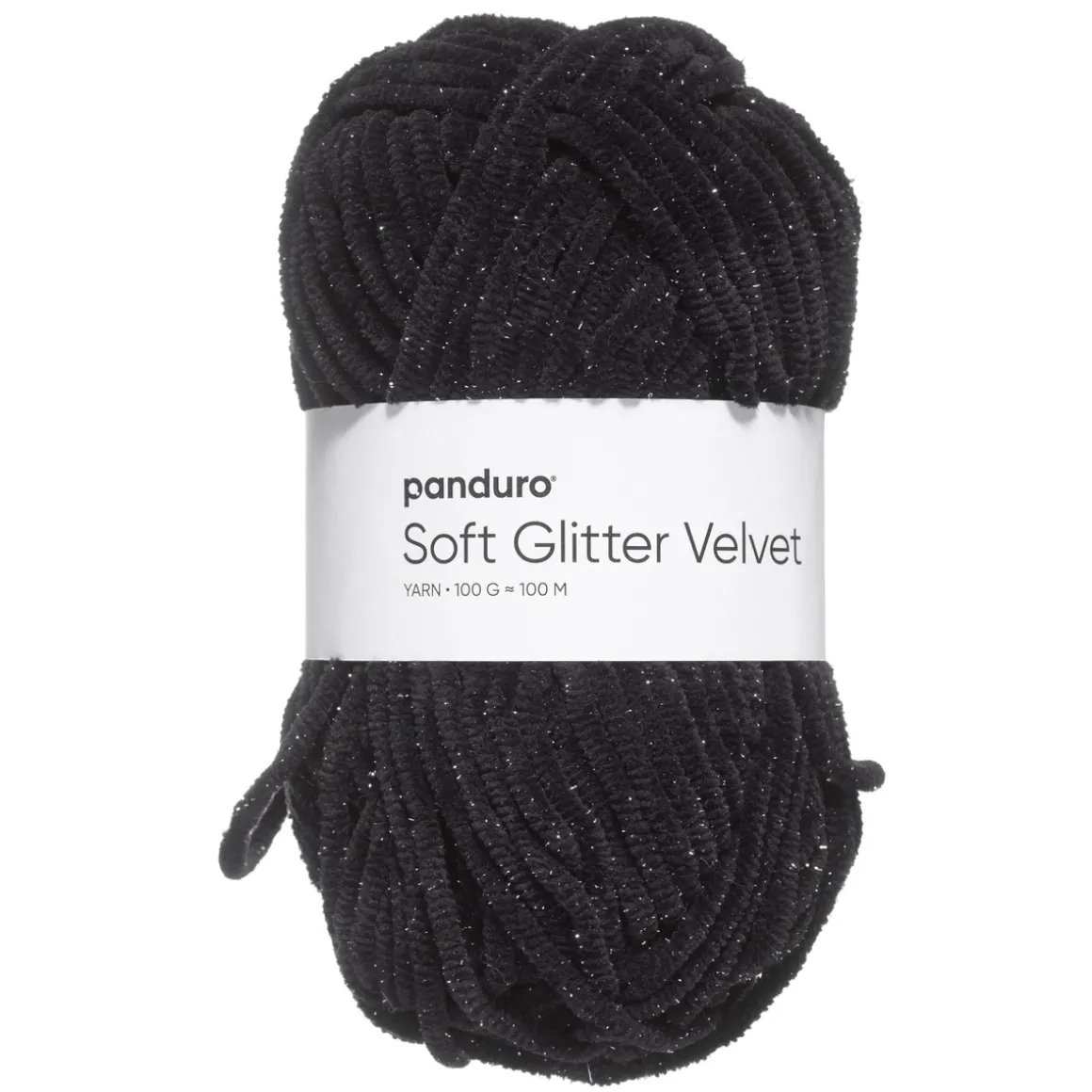 Garn Soft Glitter Velvet 100 g svart
