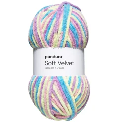 Garn Soft Velvet 100 g rainbow – garn med en mengde livfulle farger