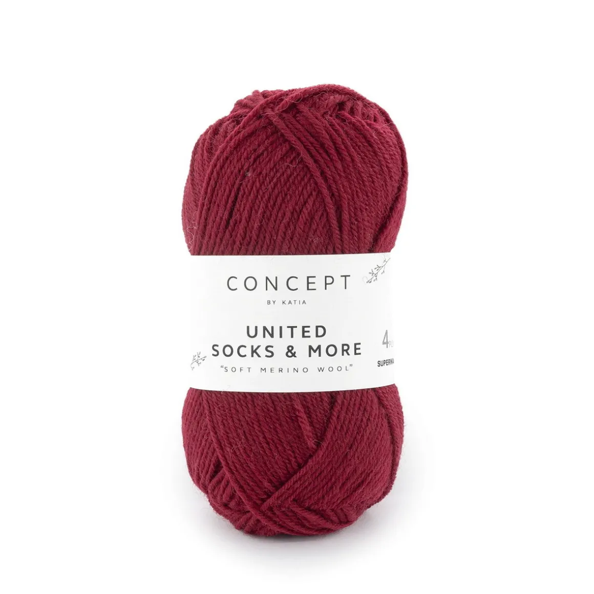 Garn United Socks 25 g vinrød