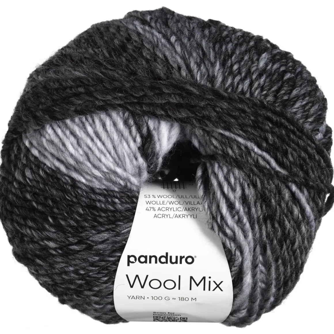 Garn Wool Mix 100 g grå svart