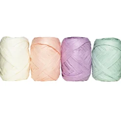 Gavebånd 4-pakning av papir med tekstur, 4 matte pastellfarger, 4×10 meter, 5 mm bredt