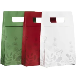 Gaveposer i 3 ulike farger med vintermotiv, størrelse 20×30×6 cm, 180 g/m2