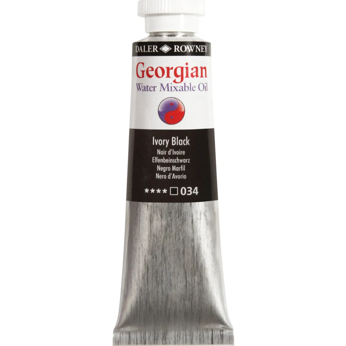 Georgian Water Mixable Oil Colour, vannløselig oljemaling 37 ml Ivory Black 034.