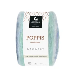 Gjestal Garn Poppis printgarn 50 g blå/mint – gradert garn