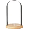 Glasskuppel med trebunn, kuppelen er 9 cm i diameter og 15,5 cm høy