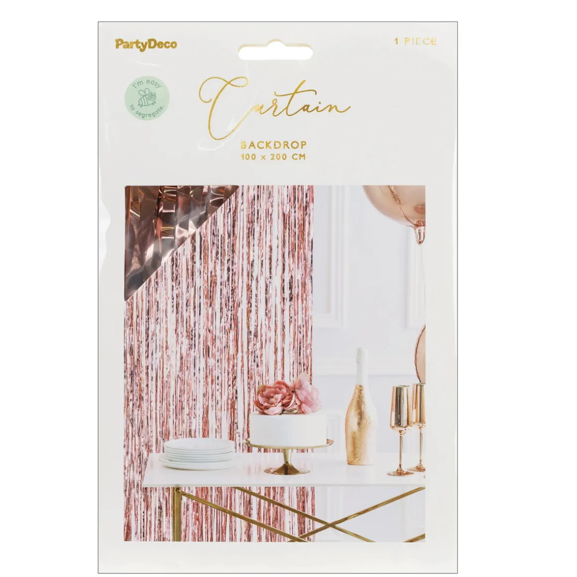 Glitterforheng i skinnende rosa metallic, bredde 100 cm, lengde 200 cm