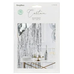 Glitterforheng i skinnende sølv metallic, bredde 100 cm, lengde 200 cm