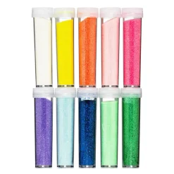 Glitter laget av mer enn 90 % cellulose, 10-pakning à 7 gram i livlige & lekne farger