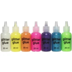 Glitterlim glitter glue 7×20 ml i festlige farger