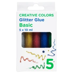 Glitterlim 5-pack basic – 5 basisfarger à 10 ml