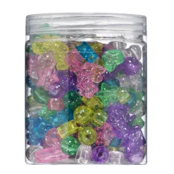 Glitterperler Unicorn Mix – cirka 225 forskjellige transparente og fargerike perler