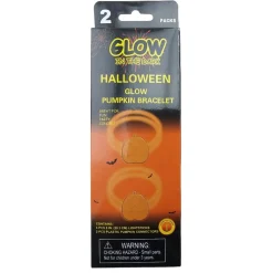 Glow in the dark/selvlysende armbånd med gresskar/flaggermus 2-pakning assortert