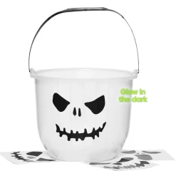 Godteribøtte glow in the dark, selvlysende gresskarbøtte til Halloween Ø23 cm