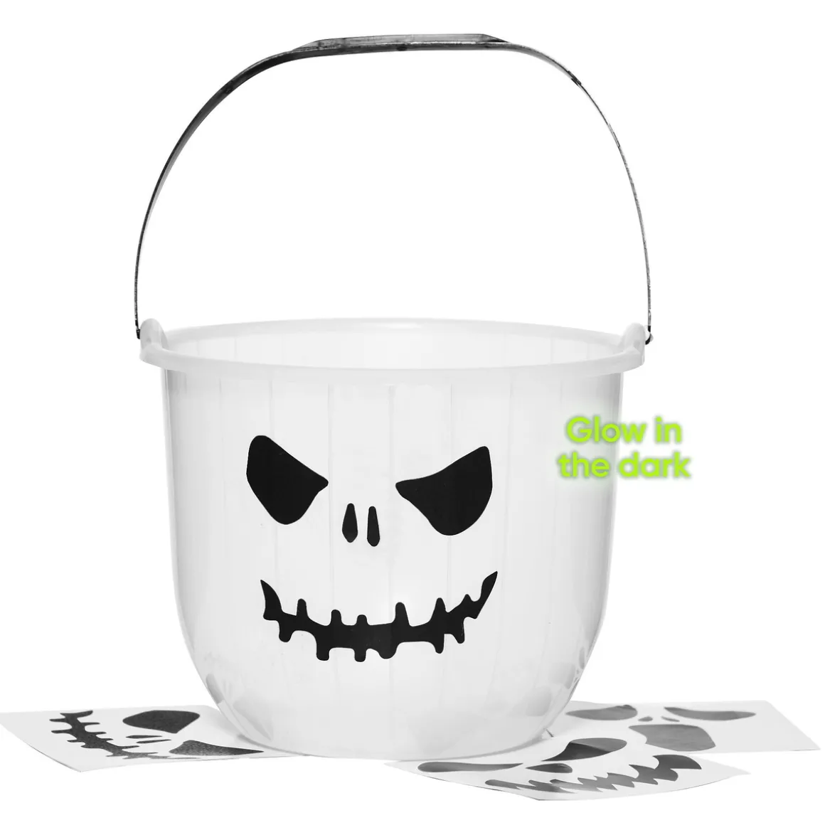 Godteribøtte glow in the dark, selvlysende gresskarbøtte til Halloween Ø23 cm