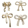 Gullfargede anheng / charms 4 ulike sløyfer med perler og strass