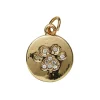 Gullfarget anheng / charm rund brikke med poteavtrykk 13×16 mm