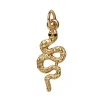 Gullfarget anheng / charm slange, strasskledd, 8×20 mm