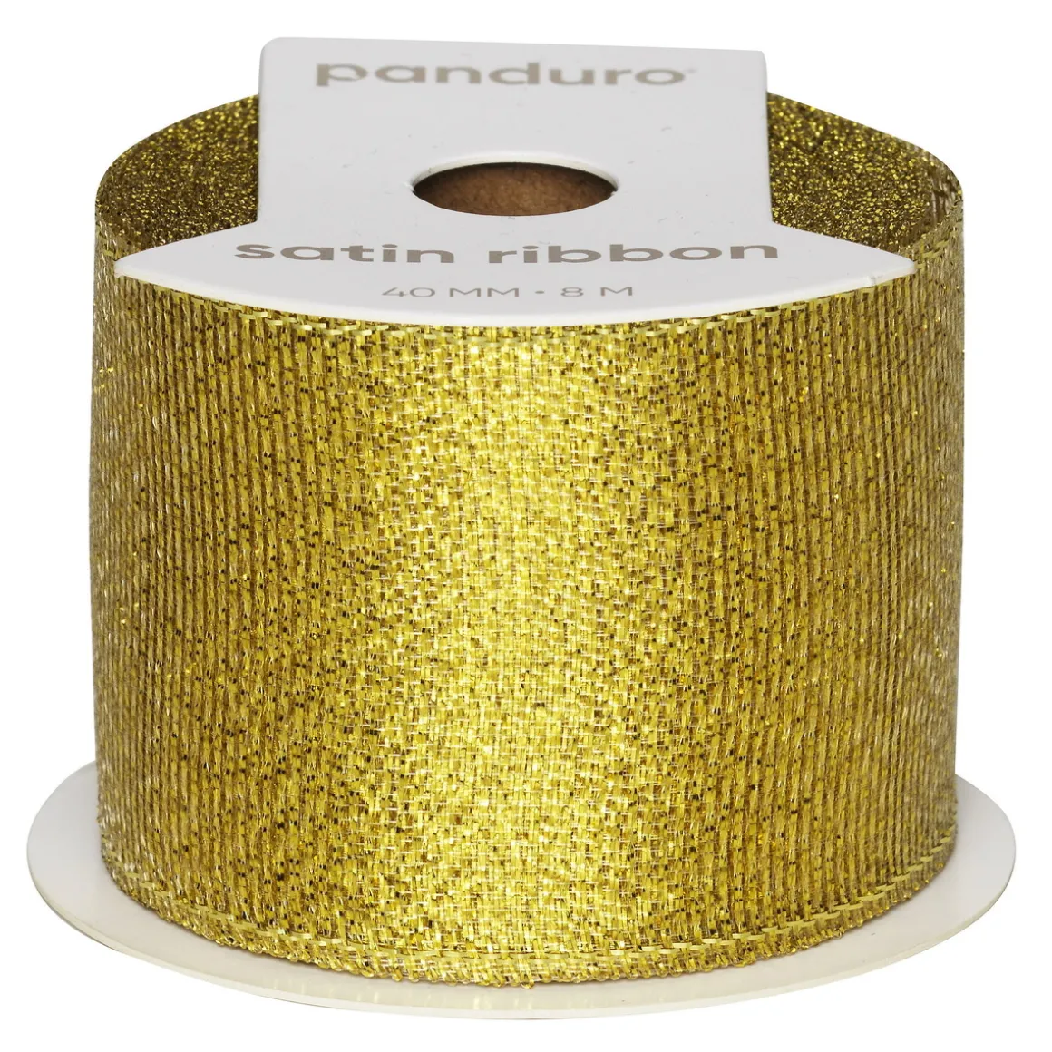 Gullfarget glitterbånd – 8 m langt 40 mm bredt