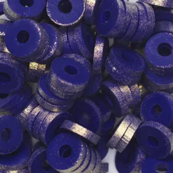 Heishi-perler i rør – gullglinsende mørkeblå heishis, Ø6 mm