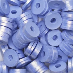 Heishi-perler i rør – gullglinsende blå heishis, Ø6 mm