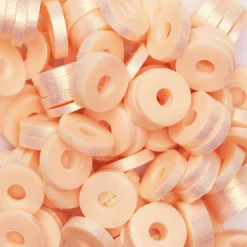 Heishi-perler i rør – gullglinsende oransje heishis, Ø6 mm