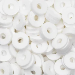 Heishi-perler i rør – gullglinsende hvite heishis, Ø6 mm