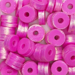 Heishi-perler i rør – gullglinsende cerisefargede heishis, Ø6 mm