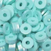 Heishi-perler i rør – gullglinsende aquafargede heishis, Ø6 mm