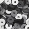 Heishi-perler i rør – herlig blanding med svarte, hvite og grå heishis, Ø6 mm