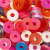 Heishi-perler i rør – herlig blanding med gullglinsende og fargerike heishis, Ø6 mm