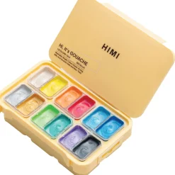 HIMI Gouache Twin Cup Metallic, 12 skinnende jelly gouache-farger