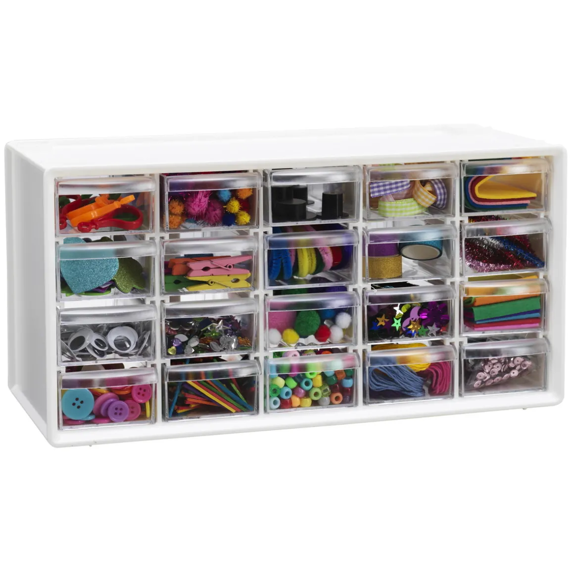 Hobbykommode fylt med en mengde hobby- og hobbytilbehør – 37,4×15,4×18,7 cm